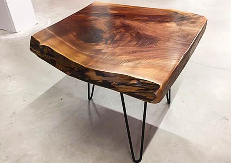 Live Edge Side Table with Bowties &amp; Colored Epoxy 